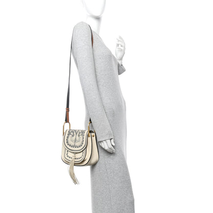 Chloe Calfskin Embossed Small Hudson Shoulder Bag Off White 2 of 13