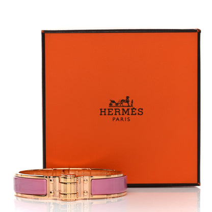 Hermes Enamel Charniere Uni Narrow Hinged Bracelet S Rose Flamingo 5 of 5