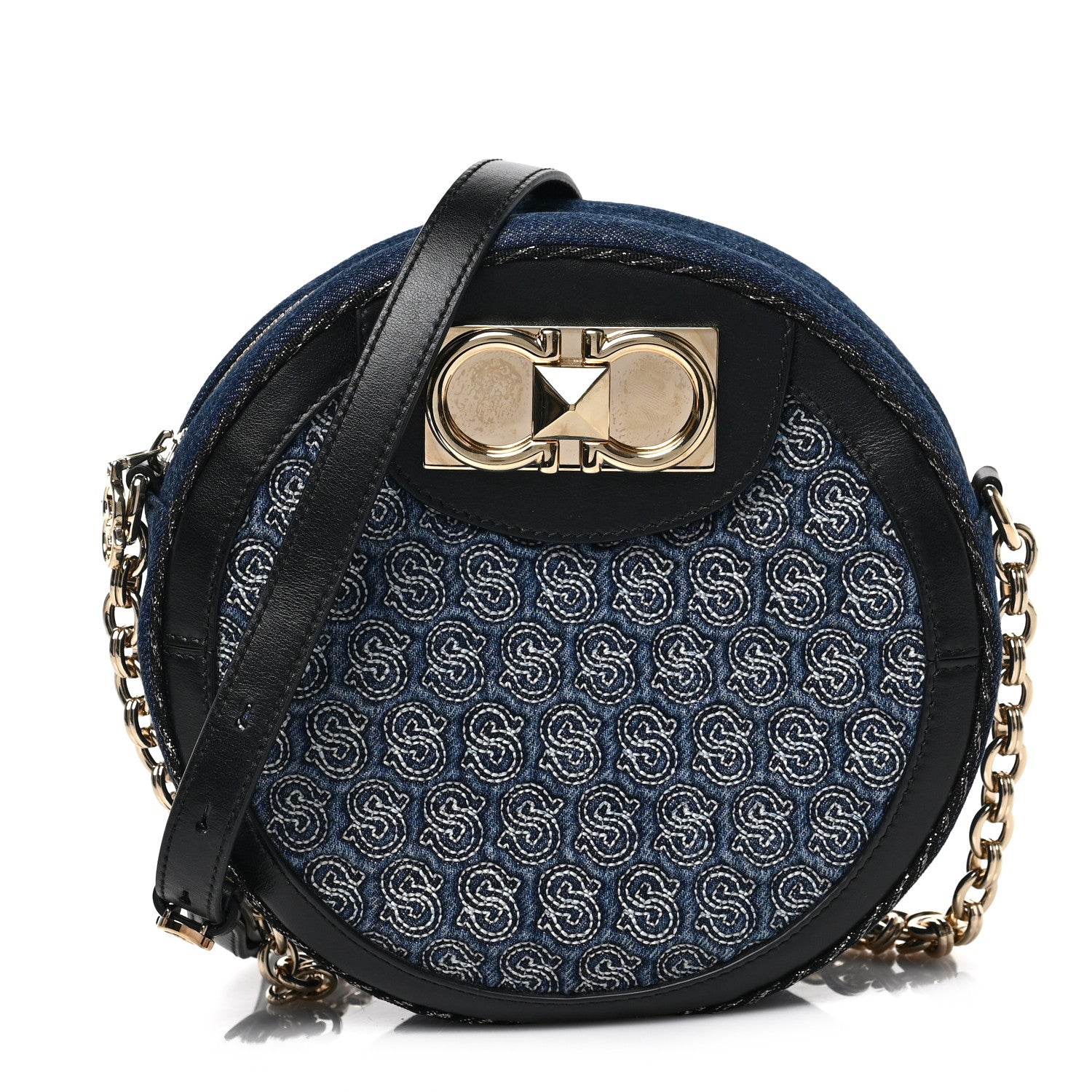 Salvatore Ferragamo Denim Round Bag Blue 1 of 8