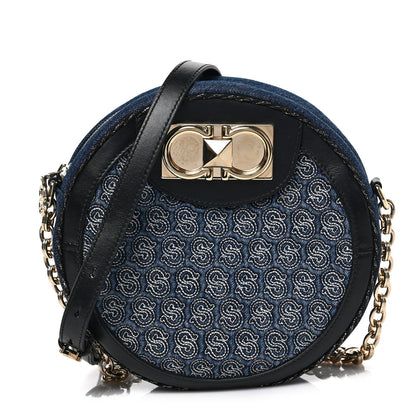 Salvatore Ferragamo Denim Round Bag Blue 1 of 8