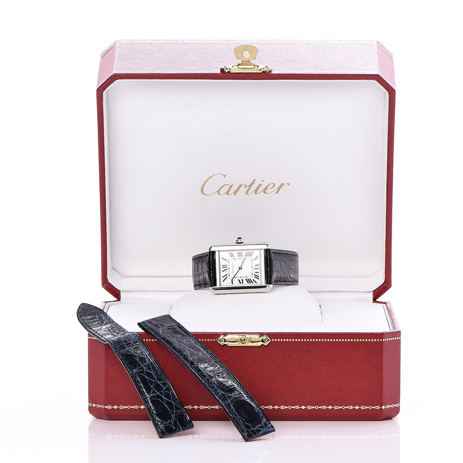 Cartier Stainless Steel Alligator 24mm Tank Solo Quartz Watch 17 of 17