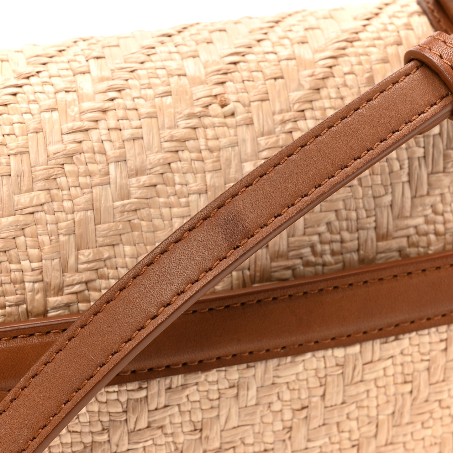 Raffia Calfskin Mini Classic Monogram Cassandra Top Handle Naturel Brick