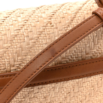 Saint Laurent Raffia Calfskin Mini Classic Monogram Cassandra Top Handle Naturel Brick 12 of 14