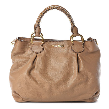 Miu Miu Vitello Daino Top Handle Tote Cammeo 1 of 9