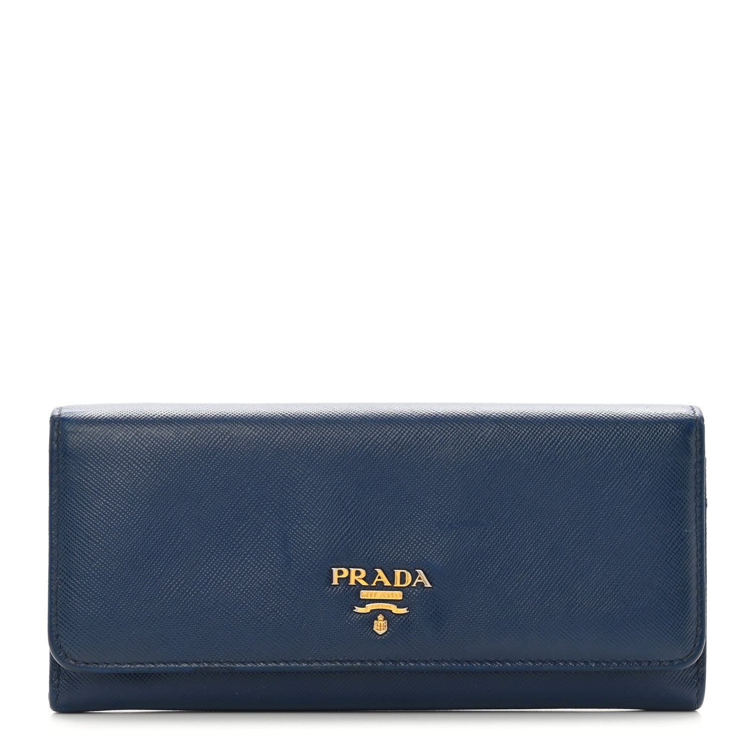 Prada Saffiano Metal Continental Flap Wallet Bleuette 1 of 9