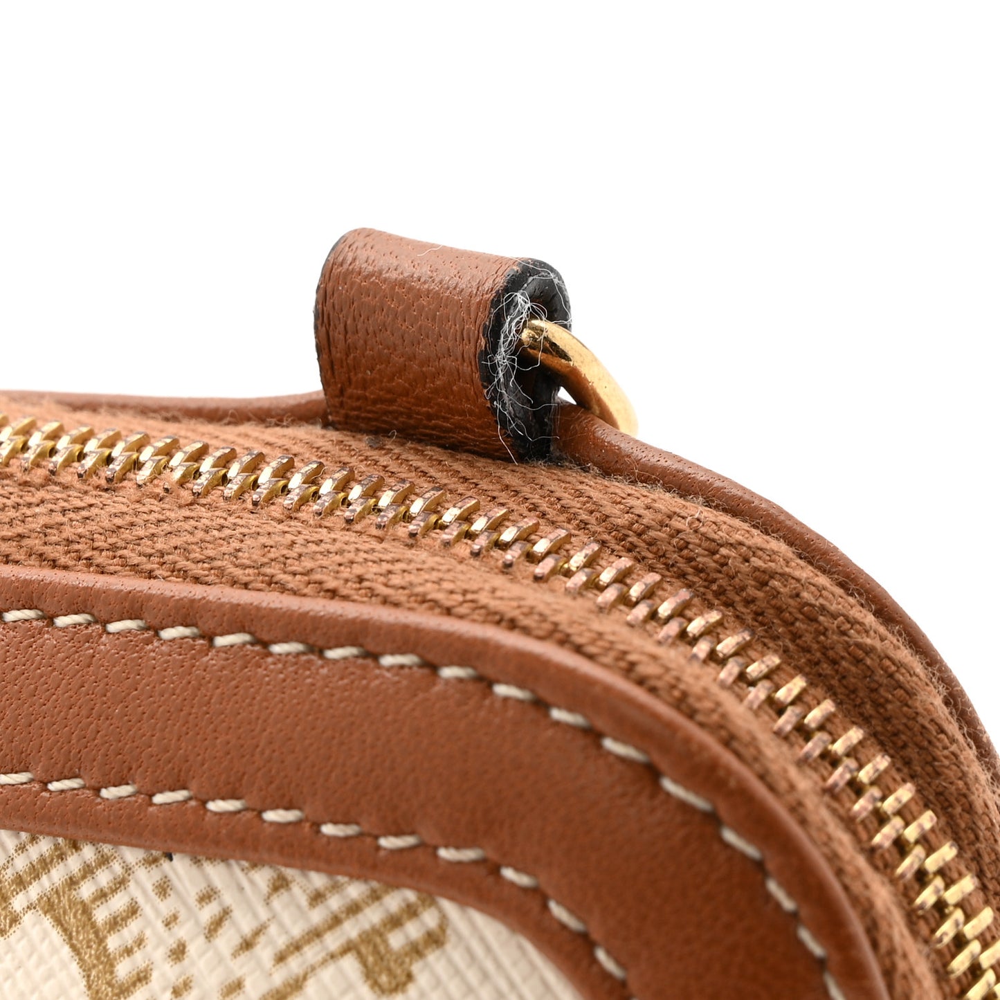 Lambskin Triomphe Canvas Clutch With Chain White Tan