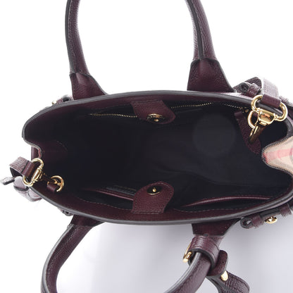 Burberry Grainy Calfskin House Check Small Banner Tote Mahogany Red 5 of 9