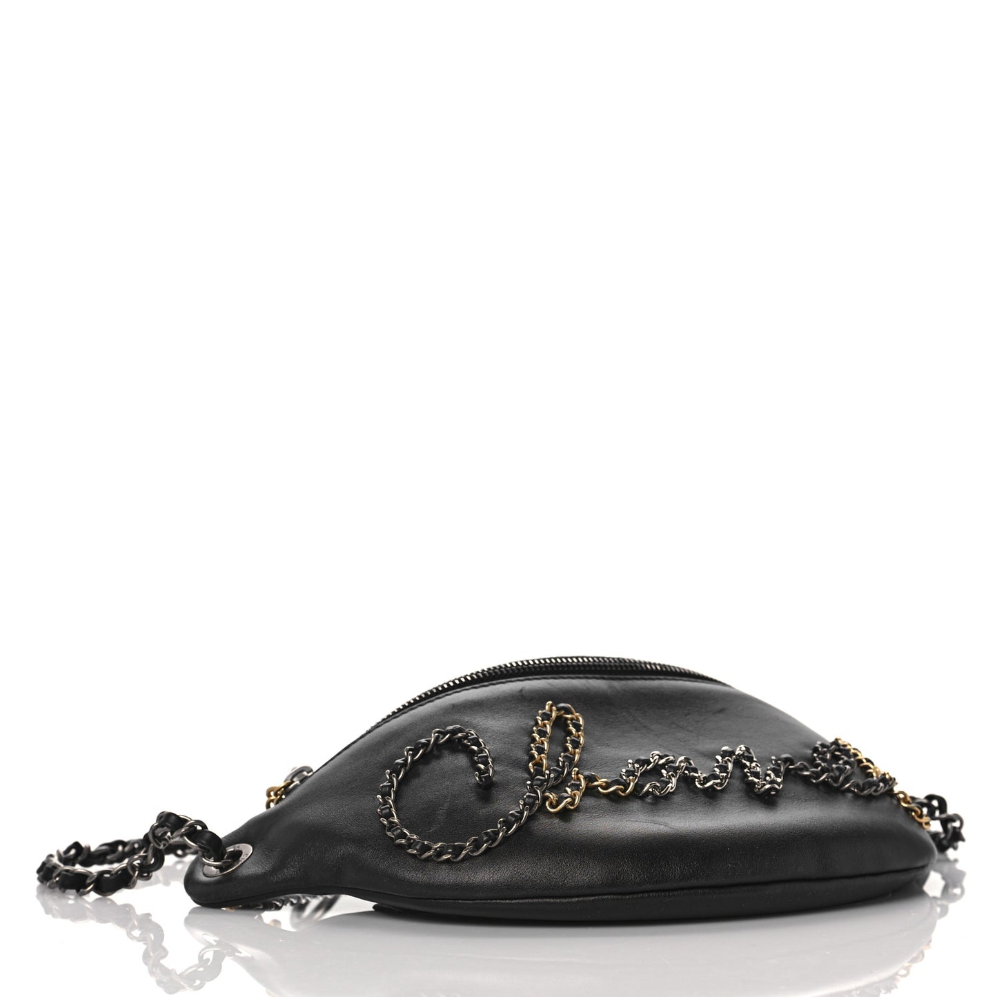 Calfskin Chain 20s Signe Waist Bag Black