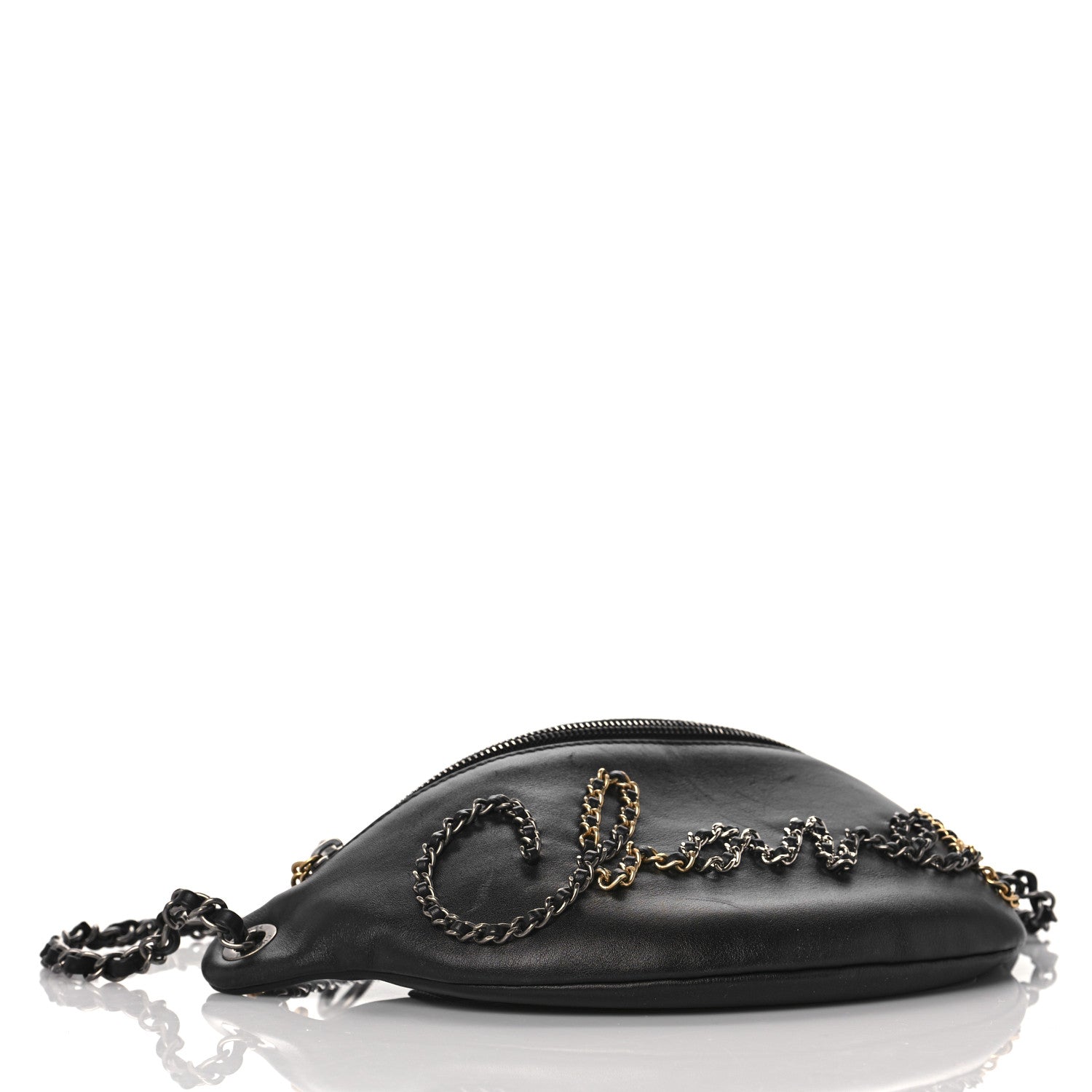 Chanel Calfskin Chain 20s Signe Waist Bag Black 4 of 9