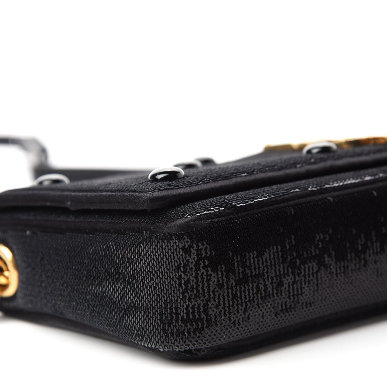 Saint Laurent Sequin Satin Monogram Tassel Kate 99 Black 6 of 11