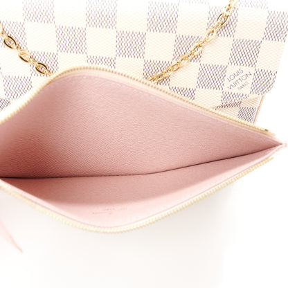 Louis Vuitton Damier Azur Pochette Felicie Chain Wallet Rose Ballerine 8 of 14