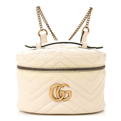 Gucci Calfskin Matelasse Mini GG Marmont Round Backpack White 1 of 13