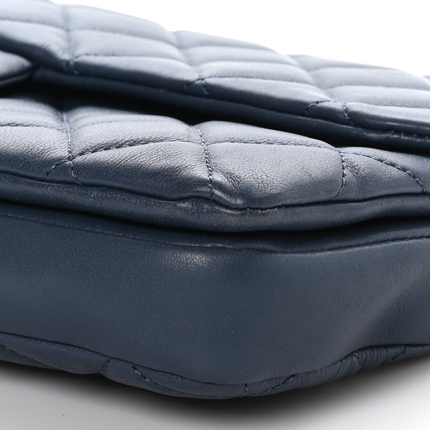Chanel Calfskin Quilted Medium CC Crown Flap Blue 10 of 10
