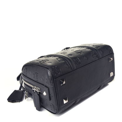MCM Calfskin Ottomar Monogram Boston Bag Navy 5 of 9