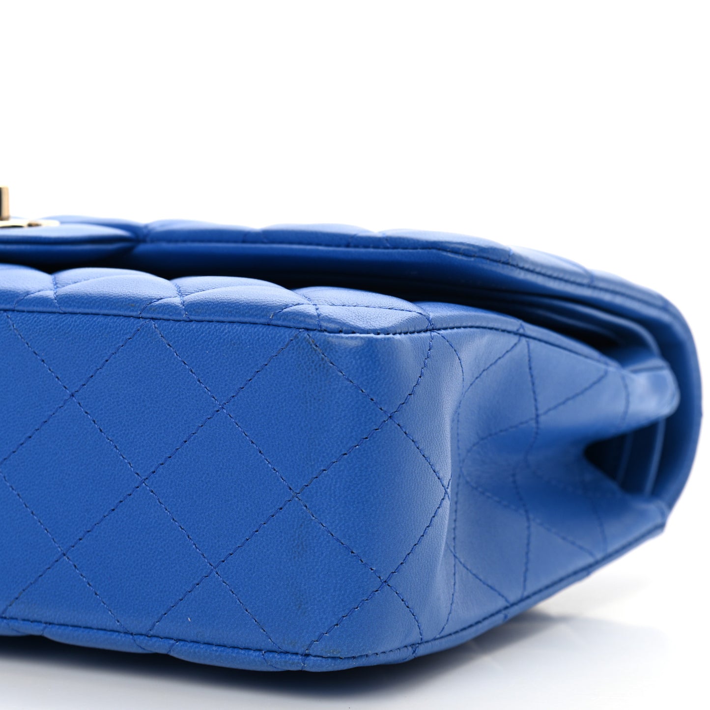 Lambskin Quilted Medium Double Flap Blue