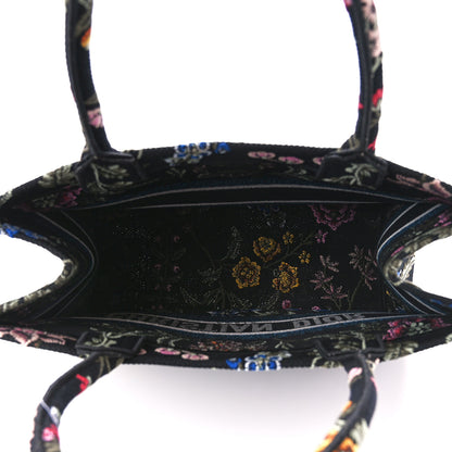 Christian Dior Raffia Embroidered Petites Fleurs Medium Book Tote Navy Blue Multicolor 5 of 11