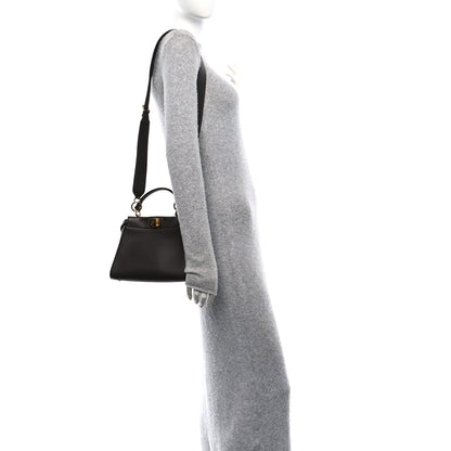 Fendi Vitello Seta Suede FF Mini Peekaboo Iconic Satchel Chocolate 3 of 10