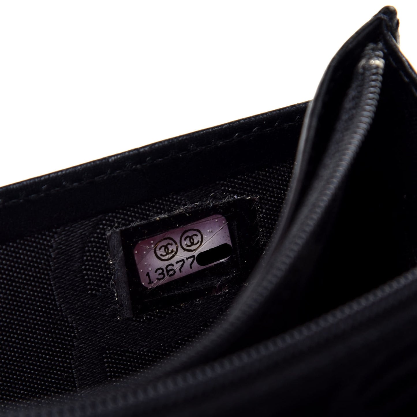 Calfskin Quilted Cambon Yen Wallet Black
