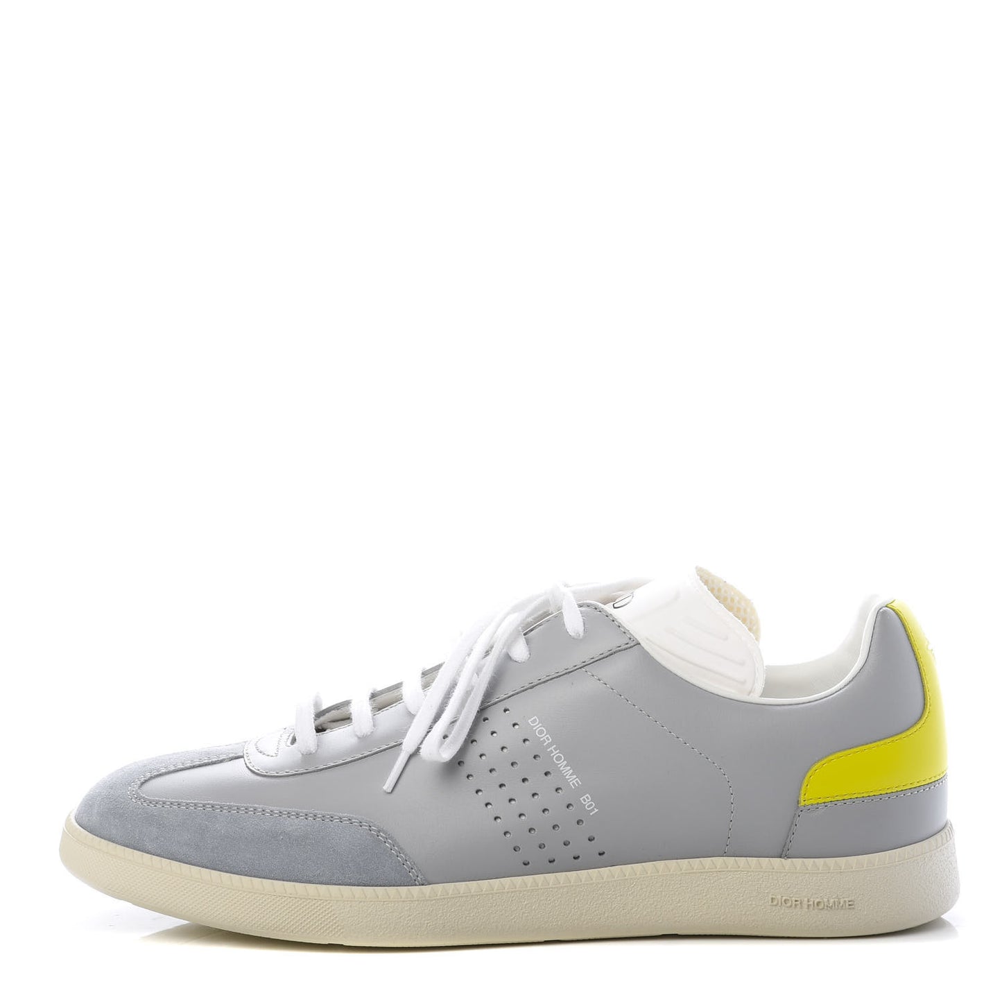 Homme Smooth Calfskin Suede Mens B01 Sneakers 40 Grey Yellow