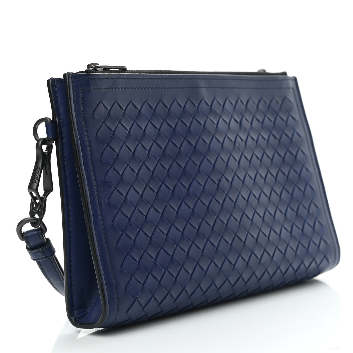 Bottega Veneta Nappa Intrecciato Wristlet Zip Wallet Atlantic 2 of 6