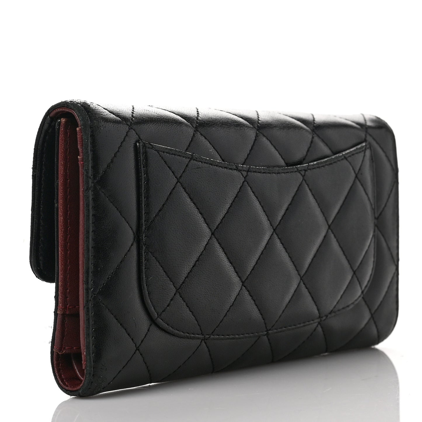Lambskin Quilted Large Flap Wallet Black