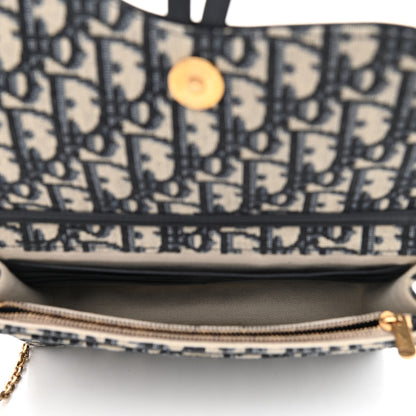 Christian Dior Oblique Saddle Chain Pouch Blue 5 of 10