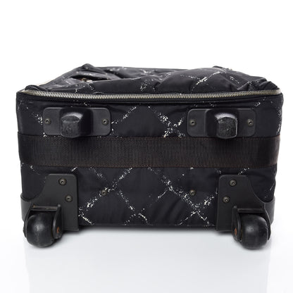 Chanel Nylon Travel Trolley Rolling Luggage Black 12 of 27