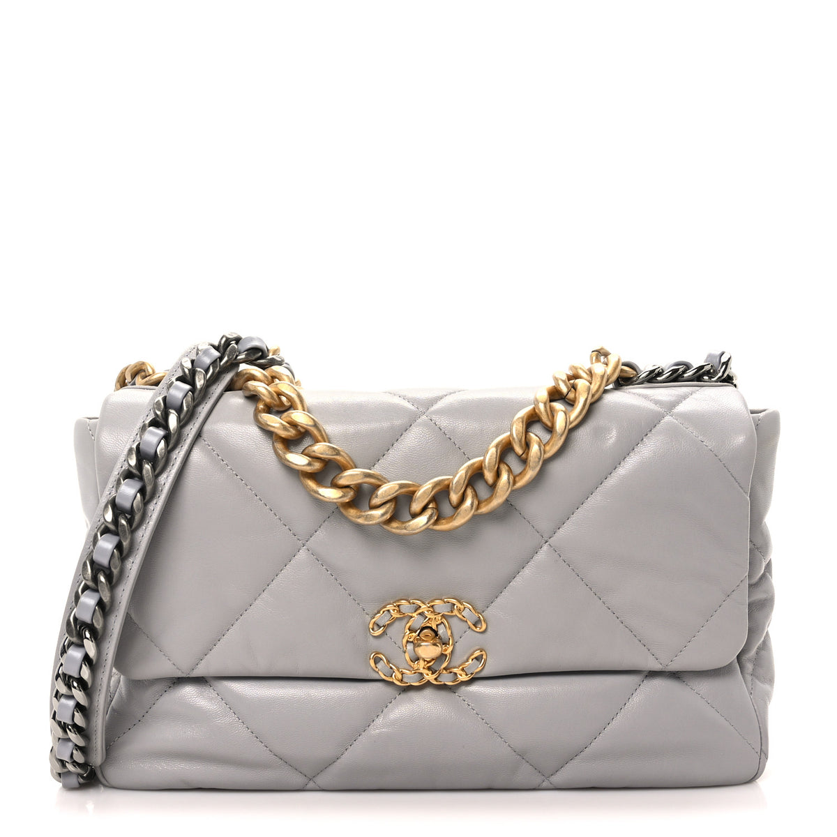 Chanel Lambskin Quilted Large Chanel 19 Flap Grey 1 of 9