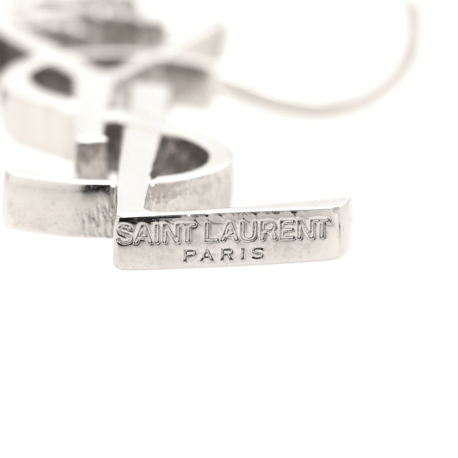 Saint Laurent Metal Monogram Palm Earrings Silver 4 of 4