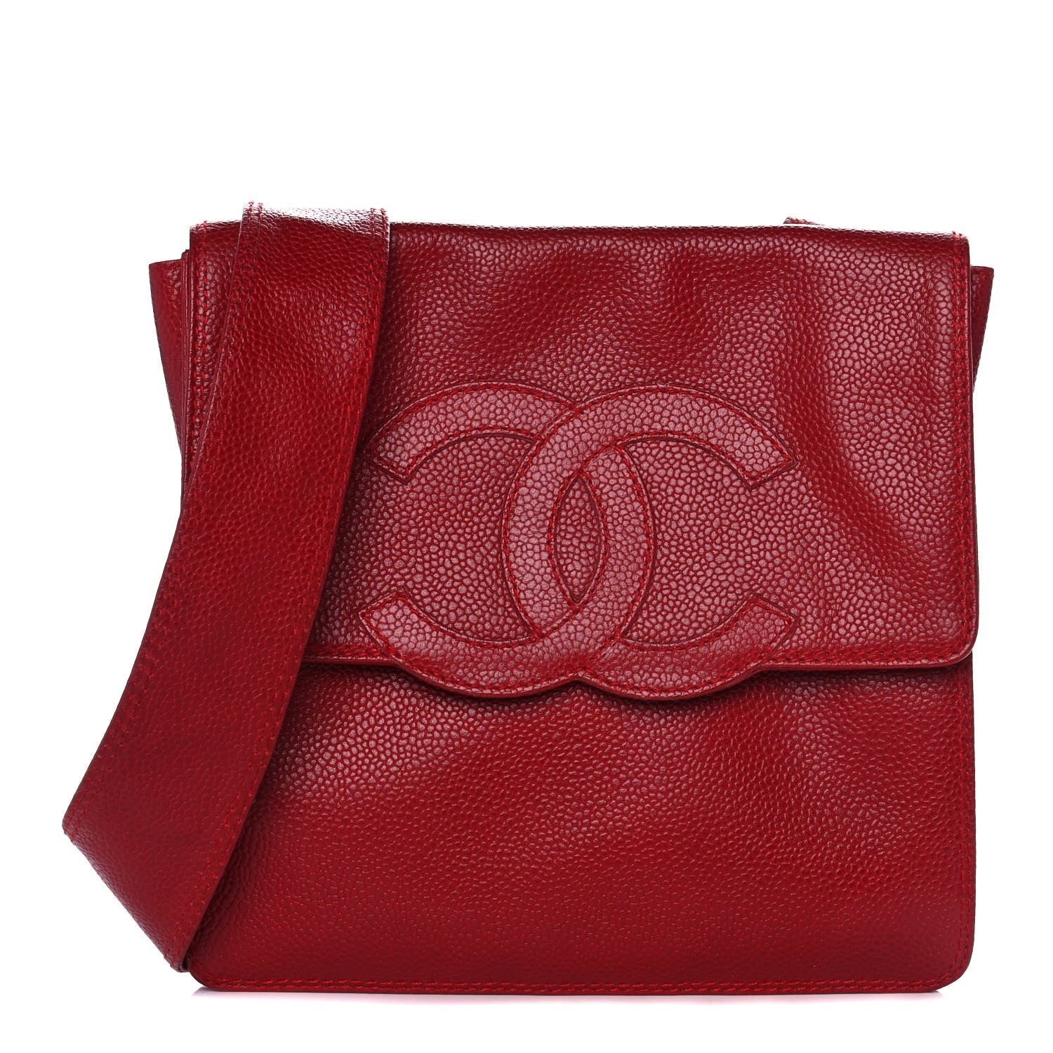 Chanel Caviar CC Shoulder Bag Red 1 of 9