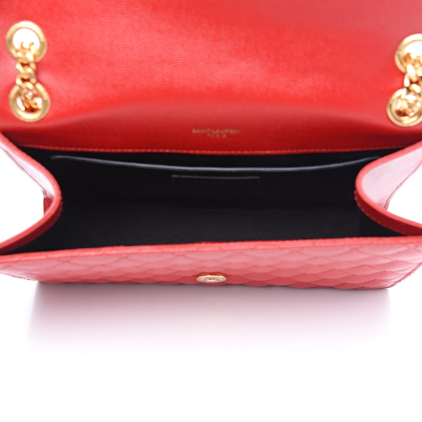 Grain De Poudre Textured Mixed Matelasse Triquilt Medium Monogram Satchel New Red