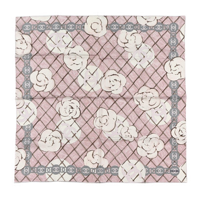 Chanel Silk Camellia Square Scarf Ivory Pink 1 of 5