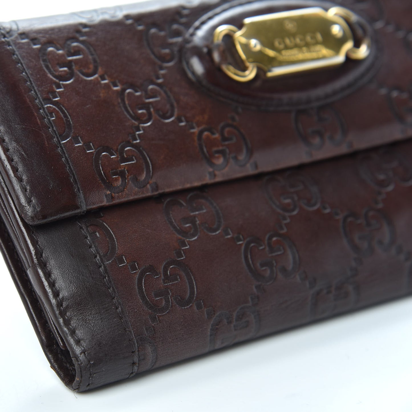 Guccissima Punch Continental Flap Wallet Brown