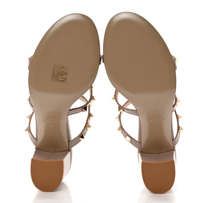 Valentino Garavani Calfskin Rockstud 60mm Caged Slide Sandals 38 Poudre 5 of 8