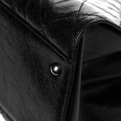 Chanel Crumpled Grained Calfskin Quilted CC Crave Tote Black 12 of 14