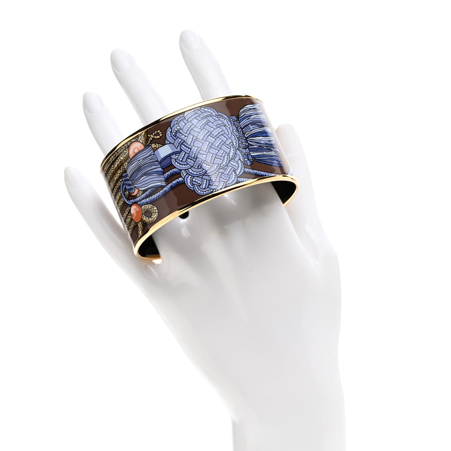 Enamel Printed Brandebourgs Extra Wide Bracelet 70 Passe Brown
