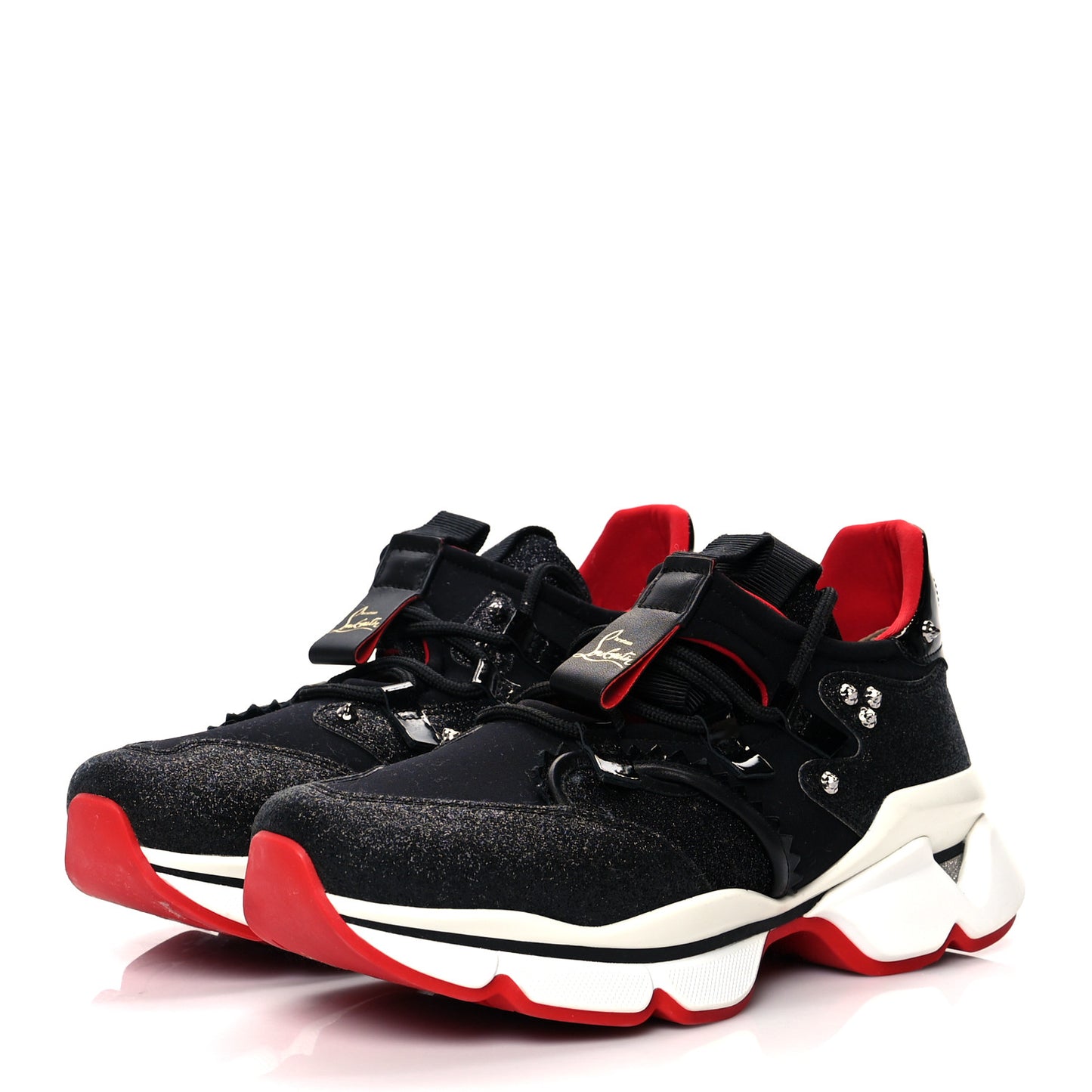 Glitter Donna Red Runner Flat Sneaker 39 Black