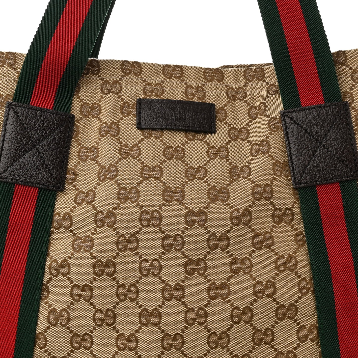 GG Monogram Medium Web Handle Vertical Tote Dark Brown