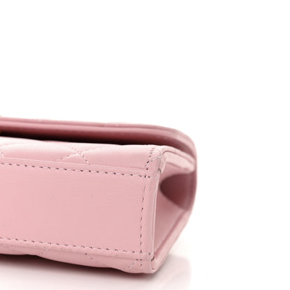 Chanel Lambskin Enamel Quilted Top Handle Flap Phone Holder With Chain Pink 10 of 11