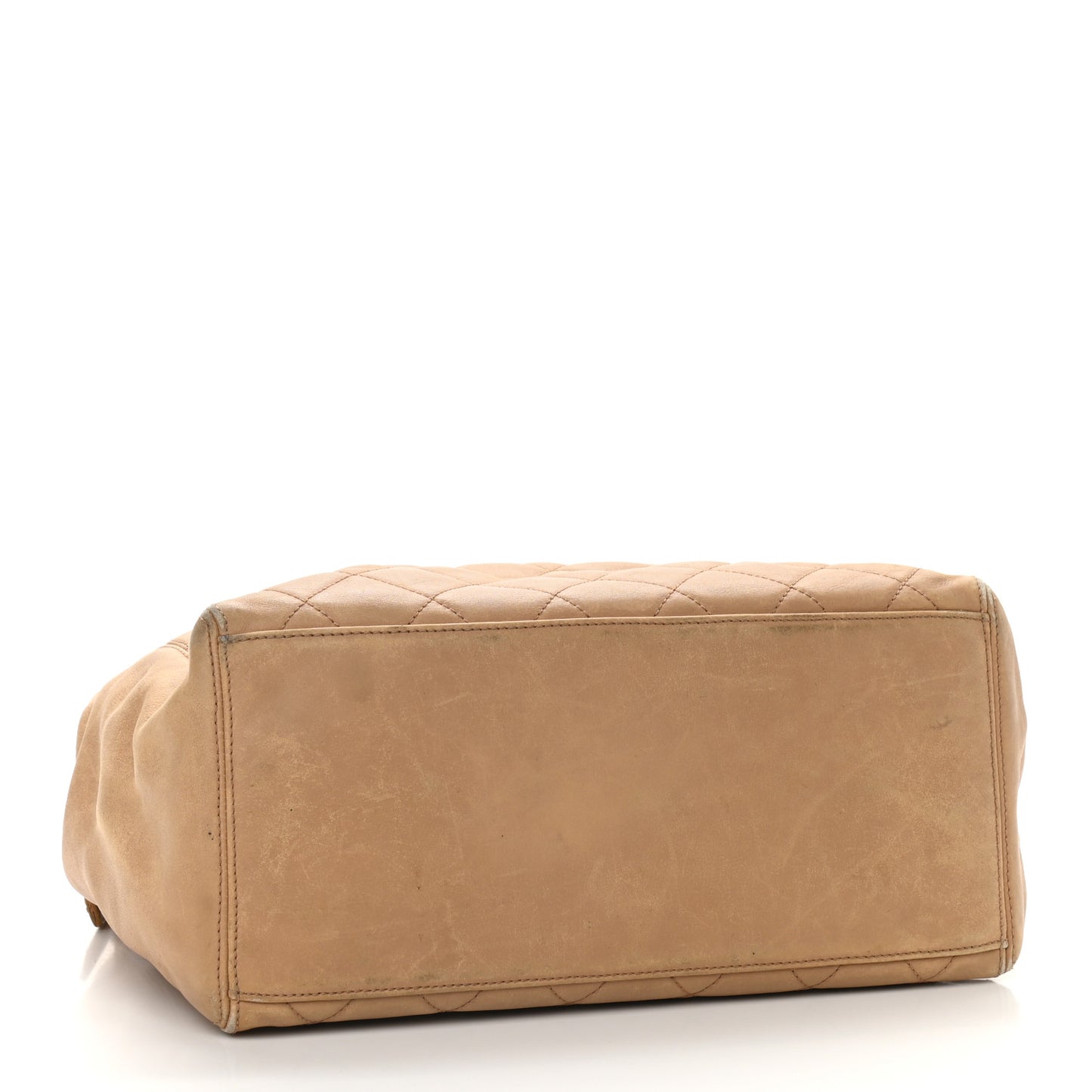 Calfskin Quilted CC Shopping Tote Beige