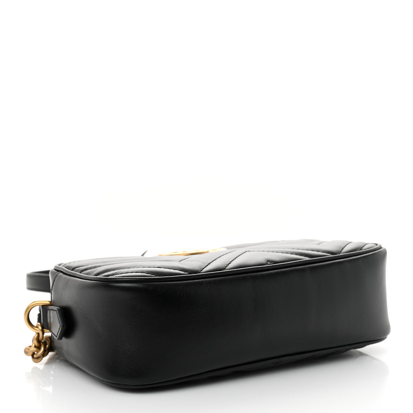 Calfskin Matelasse Small GG Marmont Chain Shoulder Bag Black