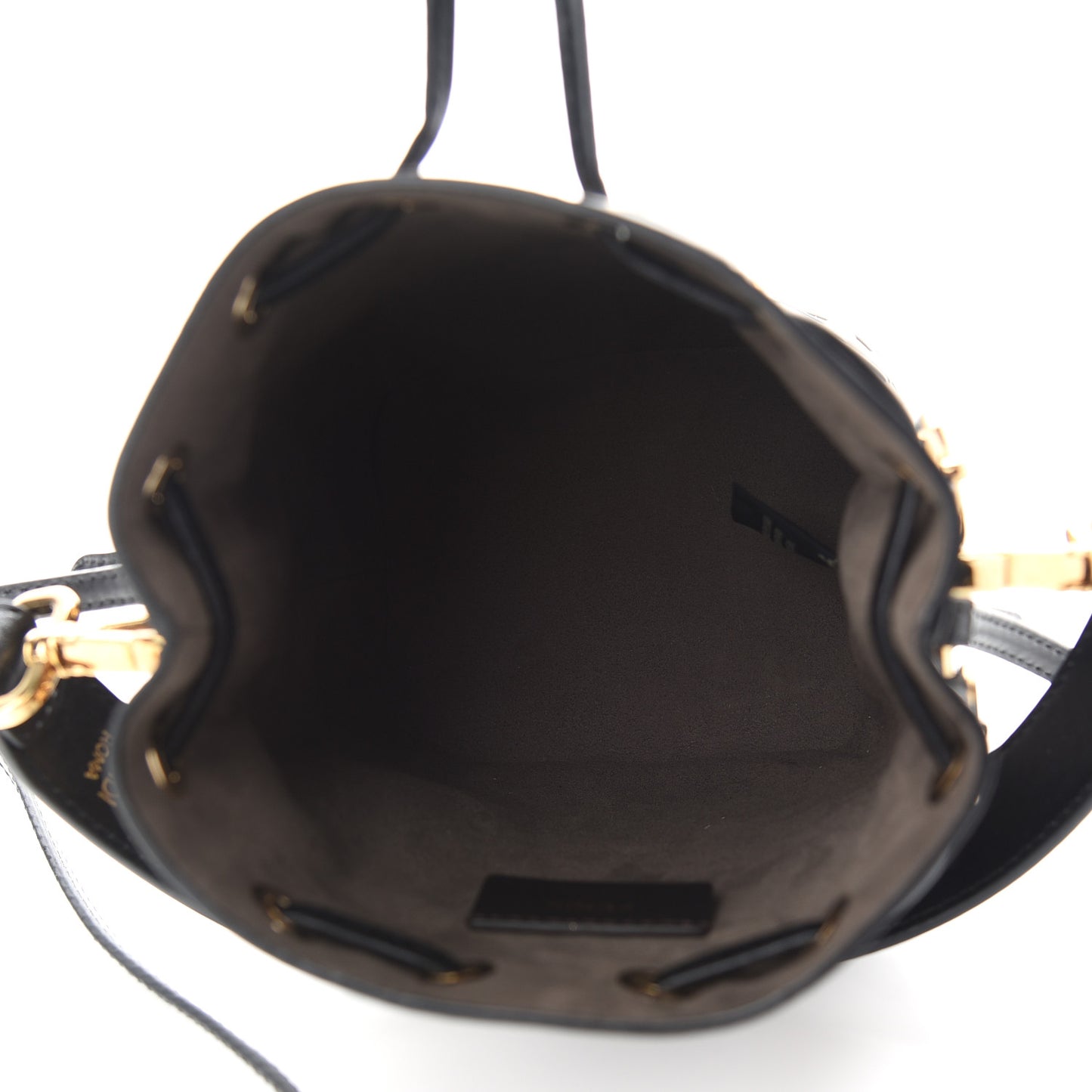 Vitello Liberty F is Fendi Bi-Color FF 1974 Embossed Mini Mon Tresor Bucket Bag Maya Black