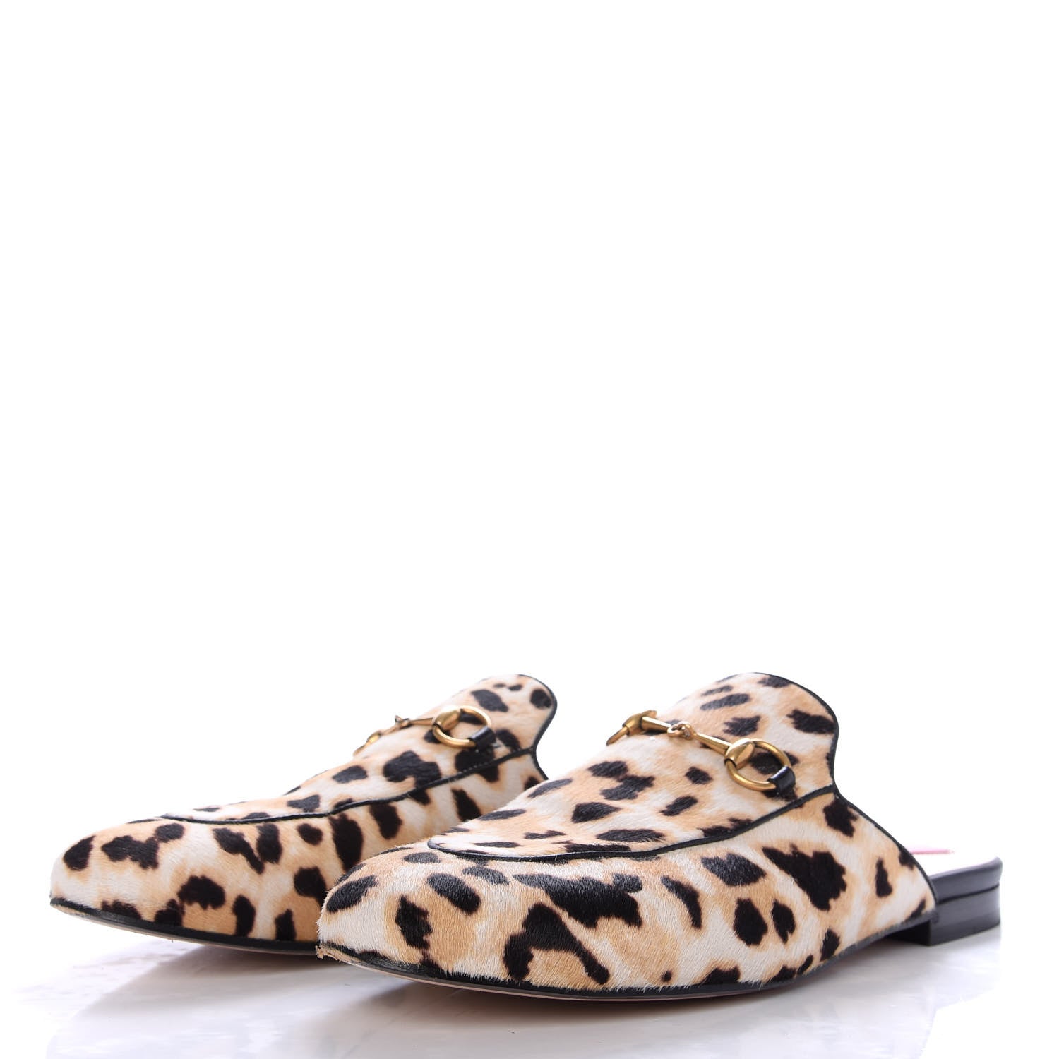 Gucci Calf Hair Leopard Print Womens Princetown Slippers 38.5 Naturale Black 3 of 10