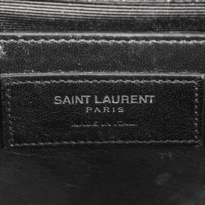 Saint Laurent Calfskin Crocodile Embossed Medium Classic Monogram Kate Tassel Satchel Black 7 of 7
