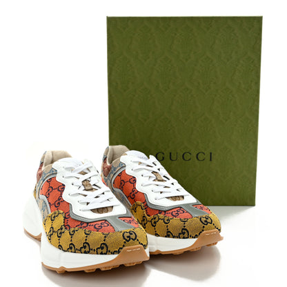 Gucci Monogram Multicolor Mens Rhyton Sneakers 10 Yellow Blue Great White Tabasco 10 of 10