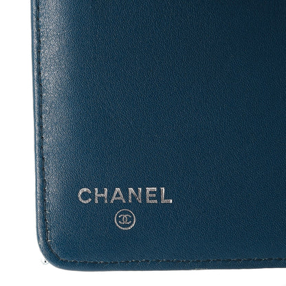 Chanel Patent Quilted Zip Pocket Wallet Blue 6 of 9
