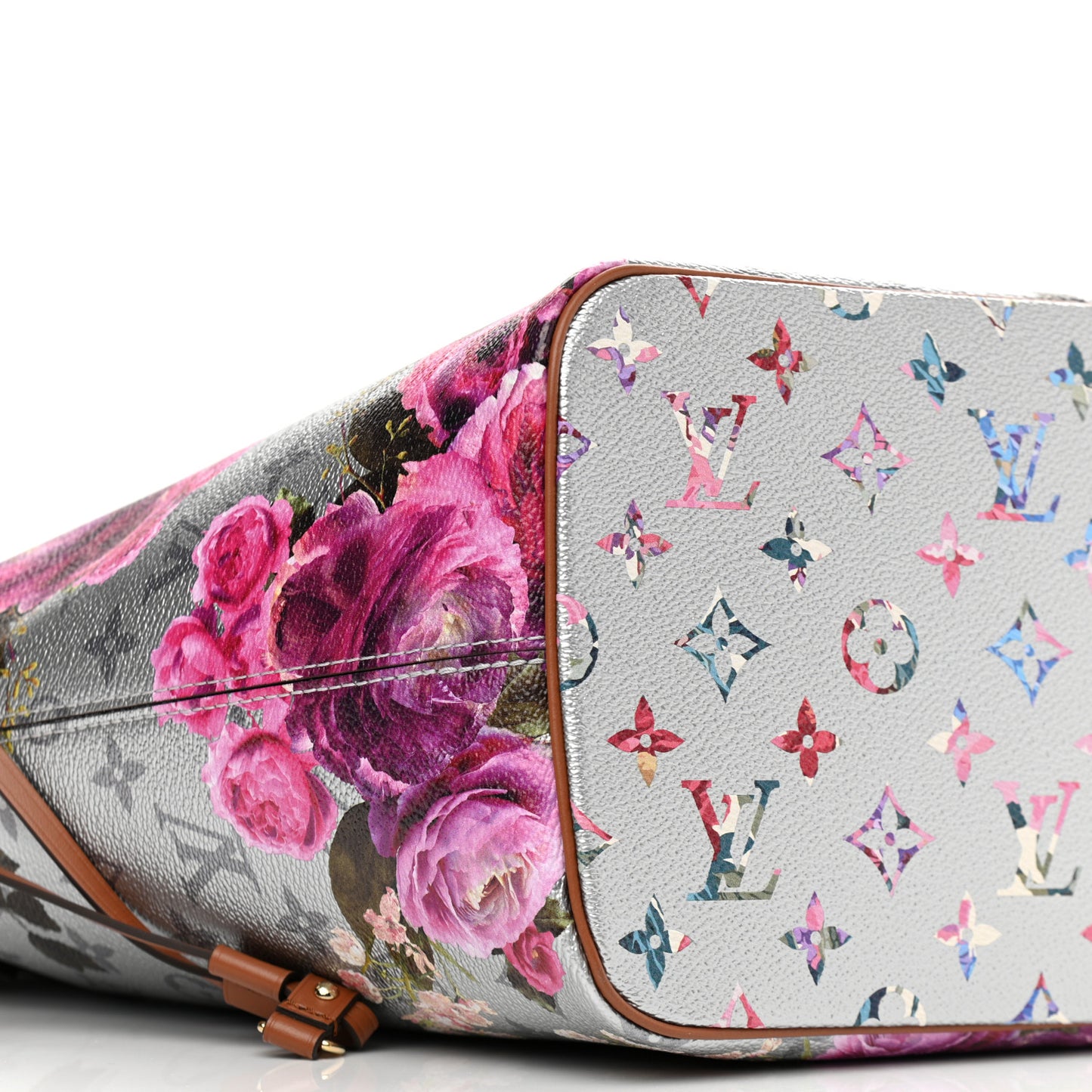 Metallic Monogram LV Garden Neverfull MM Silver