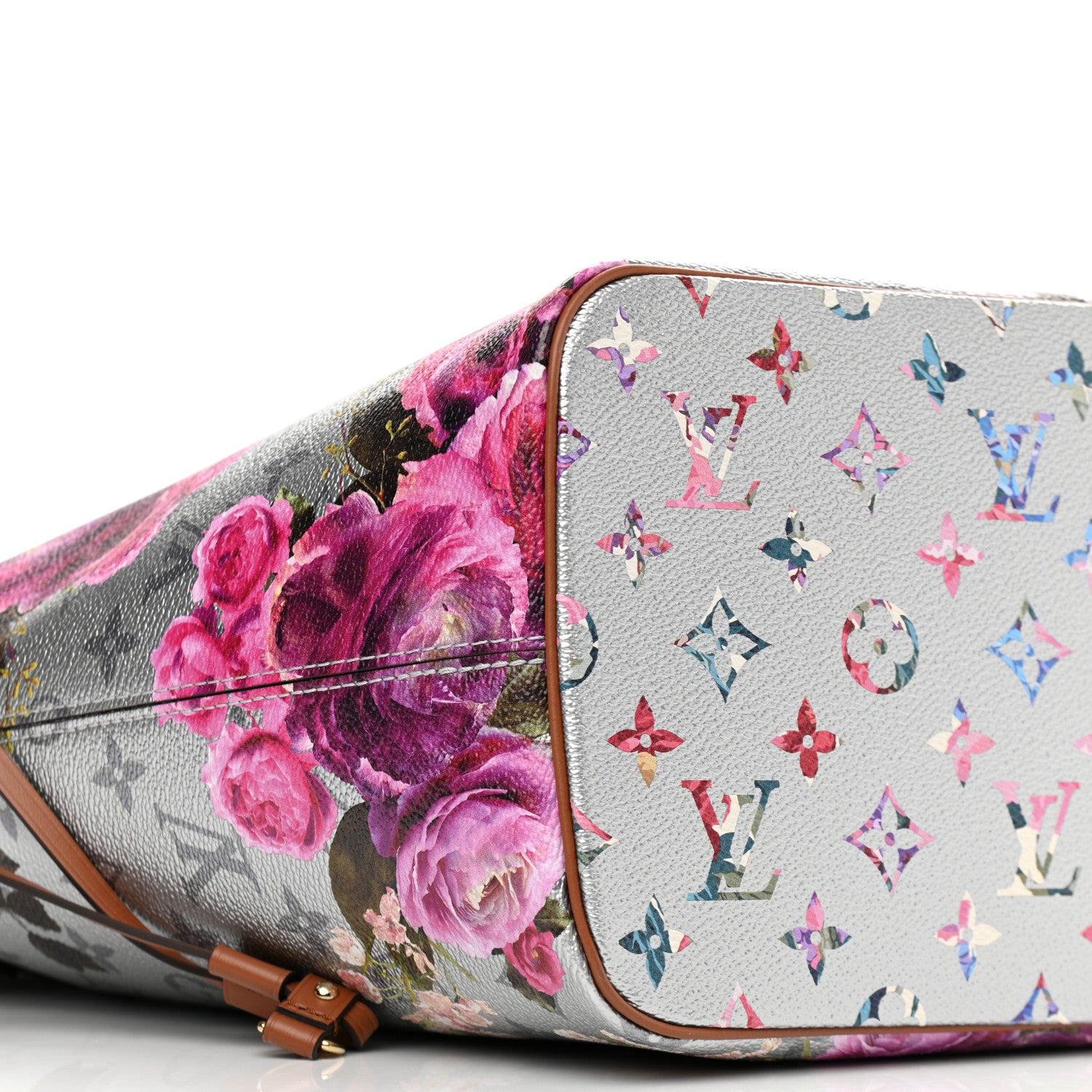 Louis Vuitton Metallic Monogram LV Garden Neverfull MM Silver 8 of 9