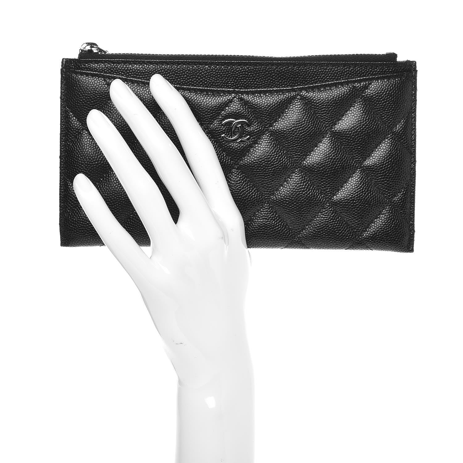 Chanel Iridescent Caviar Quilted Classic Zip Pouch Black 2 of 8