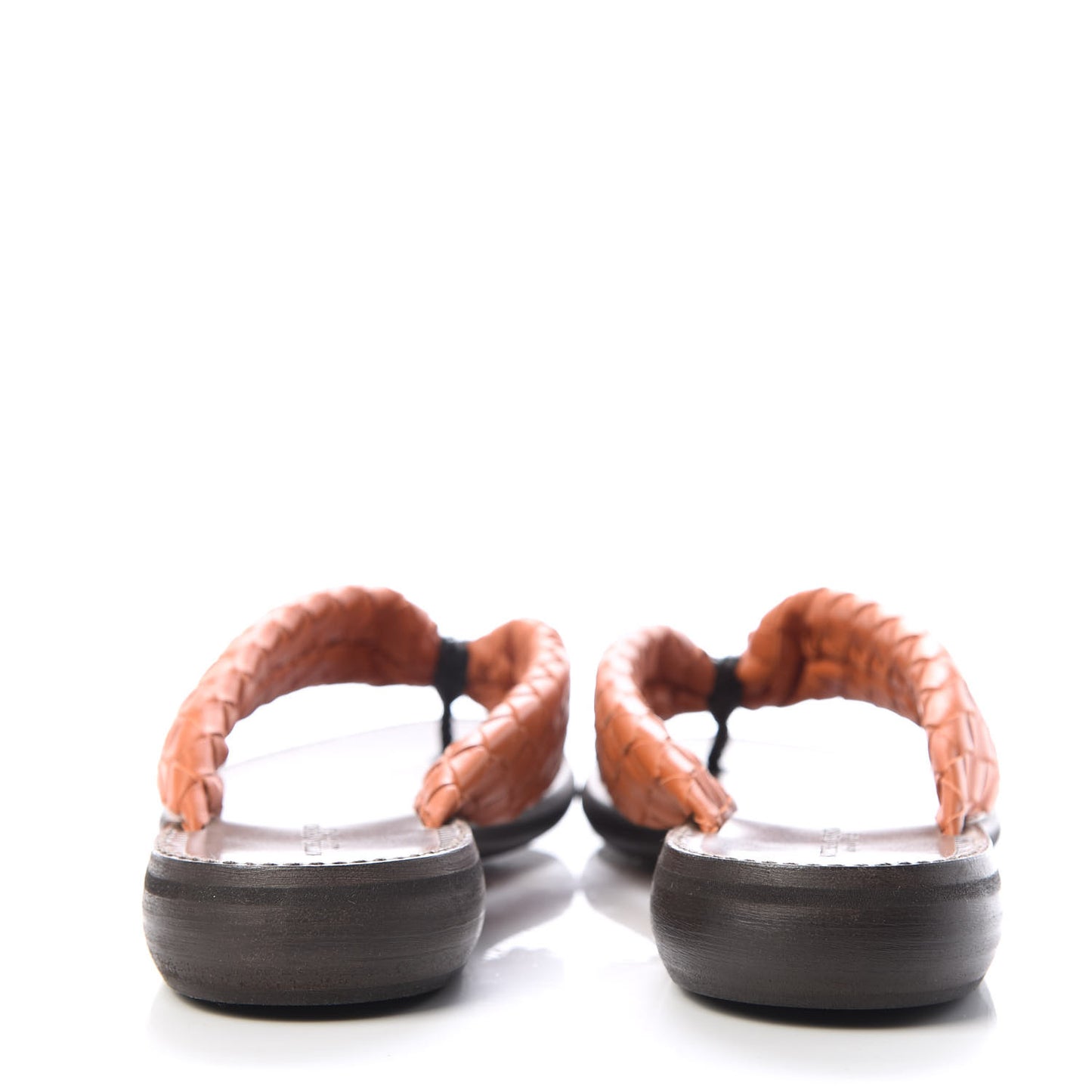 Nappa Intrecciato Thong Flat Sandals 37 Ebano Orange